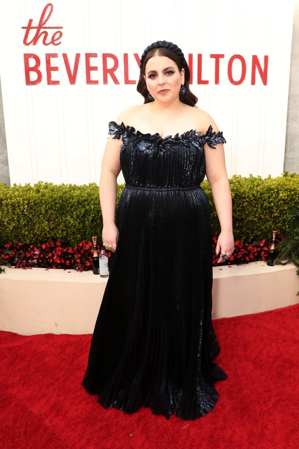 <h1 class="title">Beanie Feldstein in Oscar de la Renta and Irene Neuwirth jewelry</h1><cite class="credit">Photo: Getty Images</cite>