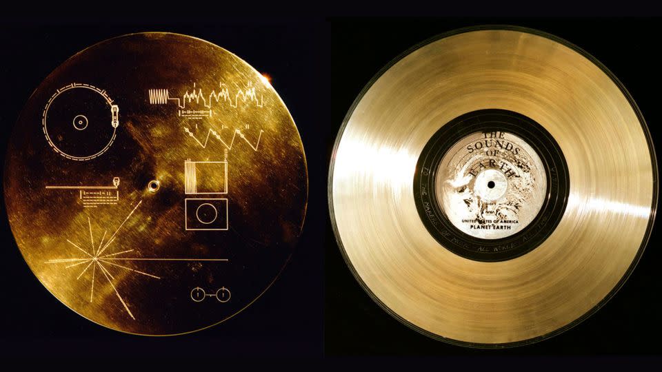 Both Voyager spacecraft carry a copy of the Golden Record. The record's protective cover, with instructions for playing its contents, is shown at left. - NASA/JPL-Caltech