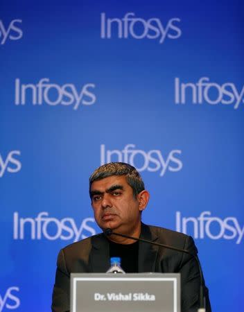 Vishal Sikka attends a news conference in Mumbai, February 13, 2017. REUTERS/Danish Siddiqui/Files