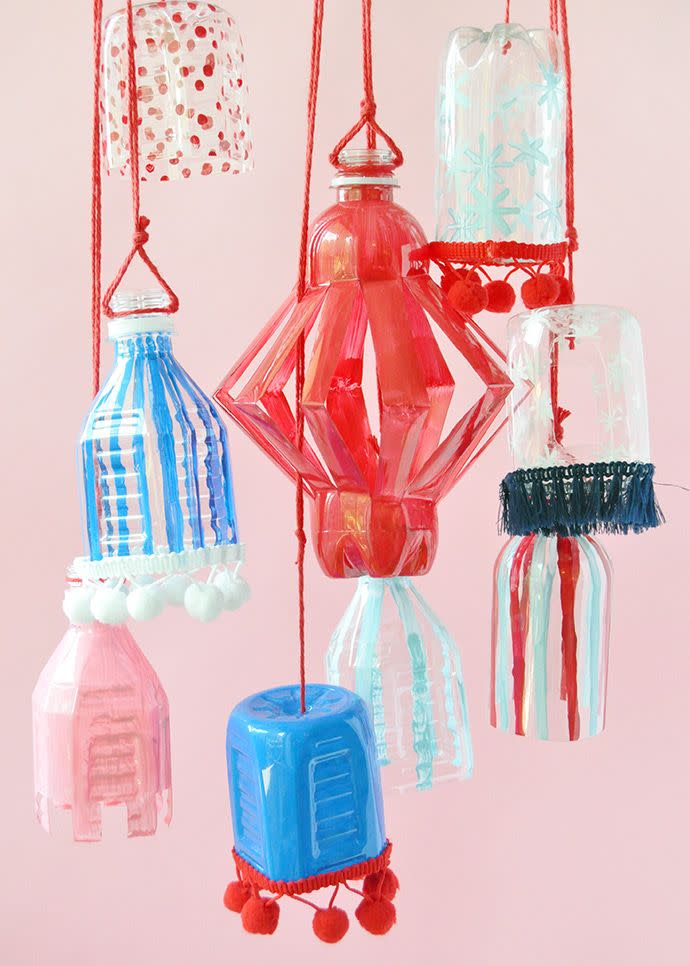 DIY Plastic Bottle Red, White, and Blue Lanterns