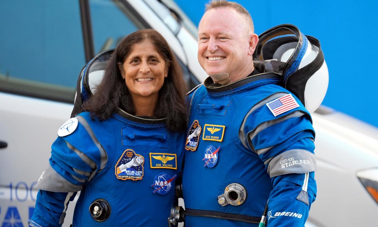 <span>Suni Williams and Butch Wilmore before liftoff en route to the International Space Station, on 5 June 2024 in Cape Canaveral, Florida.</span><span>Photograph: Chris O’Meara/AP</span>