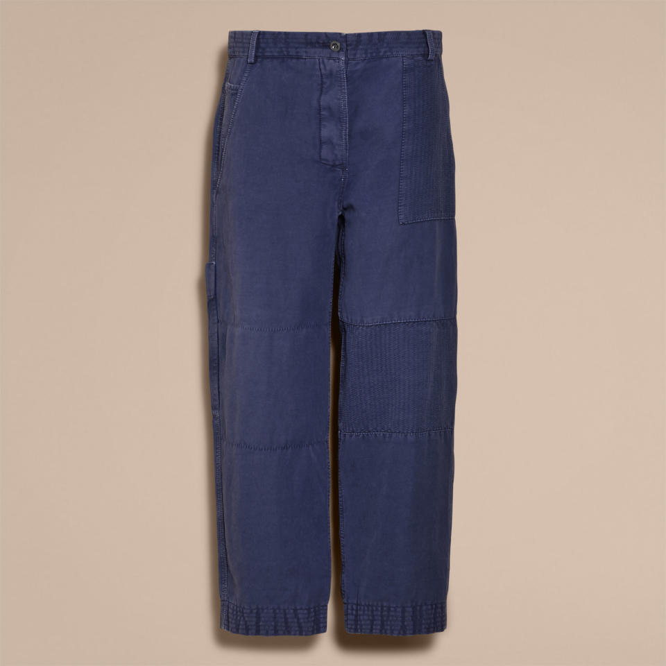 Ramie Cropped Workwear Trousers