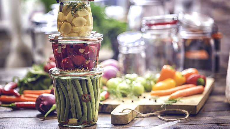 variety of pickled vegetables