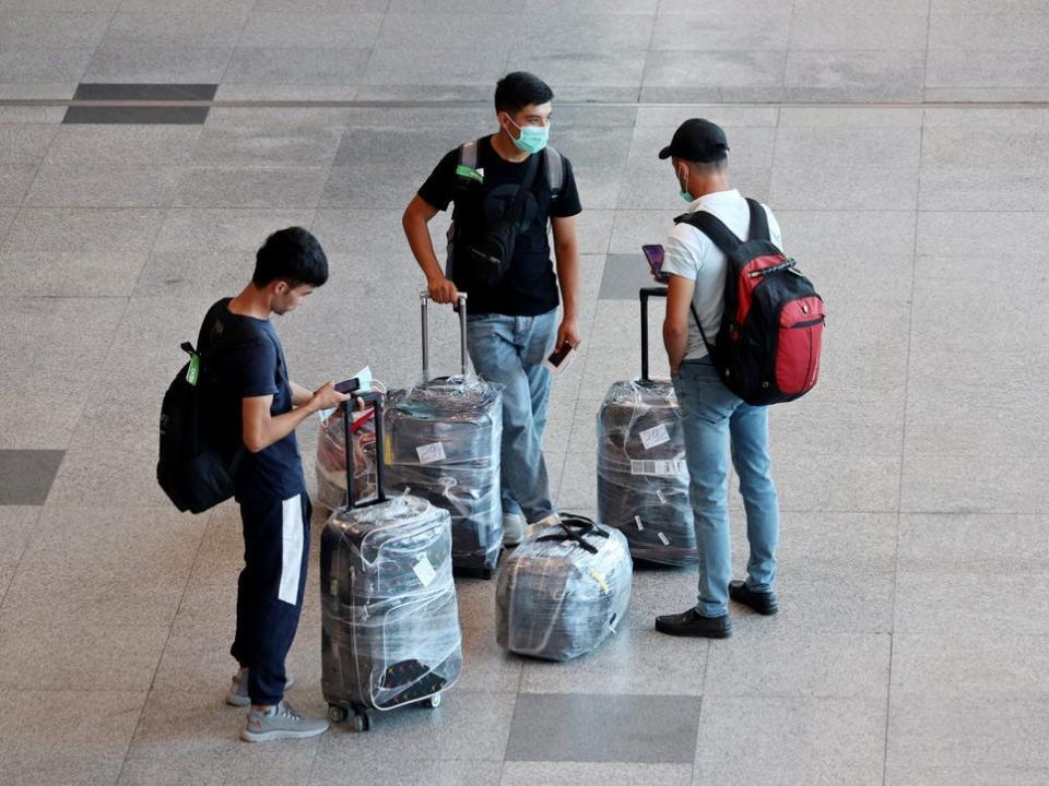 Passengers in the Domodedovo airport in Moscow.