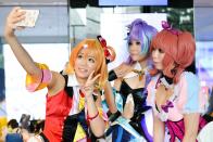 <p>Cosplayers at the Suntec Convention Centre for this year’s Anime Festival Asia Singapore. (Sharlene Sankaran/ Yahoo Singapore) </p>