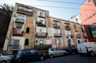 A dilapidated building is seen in Naples