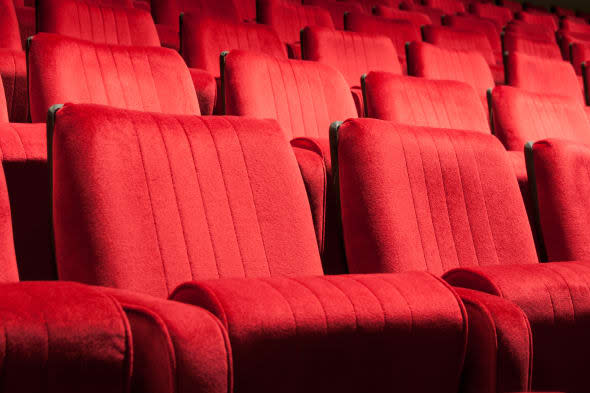 Empty red seats for cinema, theater, conference or concert