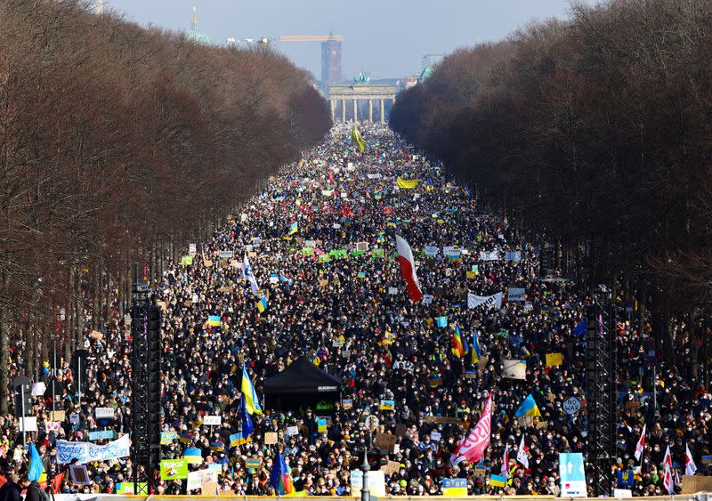 People demonstrate against Russian invasion of Ukraine, in Berlin