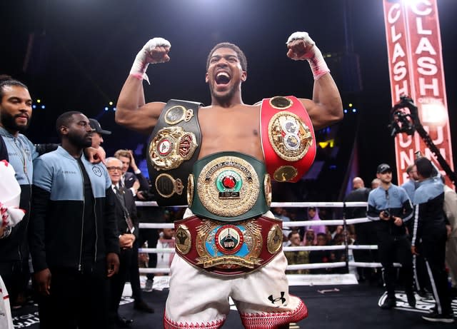 Anthony Joshua holds the IBF, WBA and WBO heavyweight titles (Nick Potts/PA)