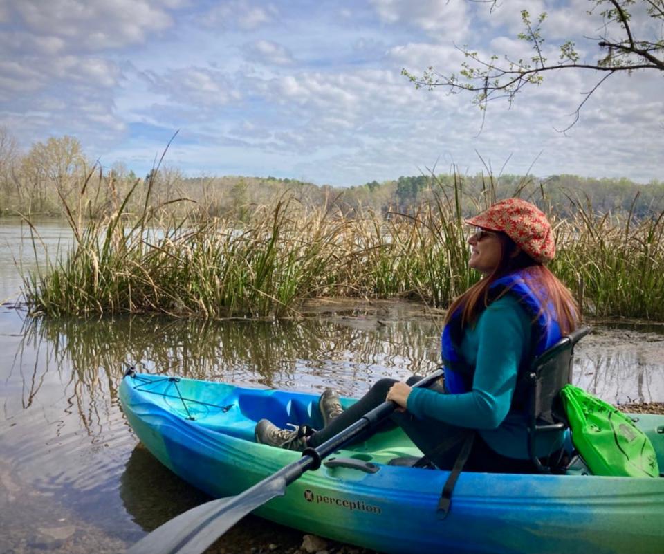 Josephine Johnson enjoys a kayaking trip on the Savannah River.