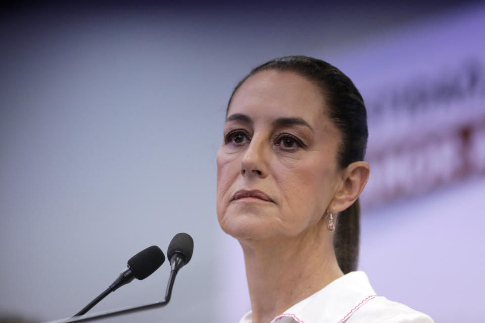 La candidata Claudia Sheinbaum vista durante una reunión con los medios de comunicación en Queretaro el 7 de marzo de 2024. (Foto de César Gómez/SOPA Images/LightRocket vía Getty Images)