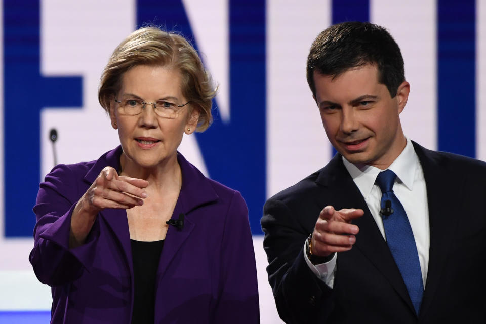 Warren and Buttigieg sparred over Medicare for all. (Photo: SAUL LOEB/AFP via Getty Images)