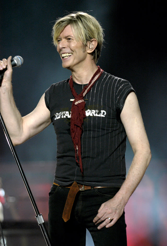 Bowie performs during the Reality Tour – which would turn out to be his last-ever tour – at Madison Square Garden in New York City, 2003.