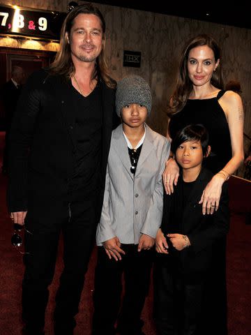 <p>Dave M. Benett/WireImage</p> Brad Pitt, Maddox Jolie-Pitt, Pax Jolie-Pitt and Angelina Jolie attend the World Premiere of 'World War Z' on June 2, 2013 in London, England.