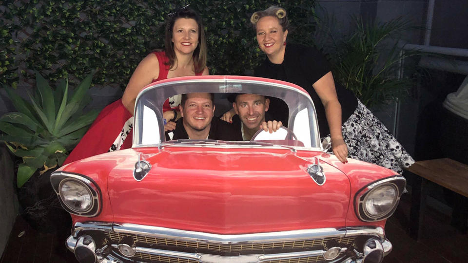 Chris and Leisa Tague with friends at an earlier Rock N' Roll event.