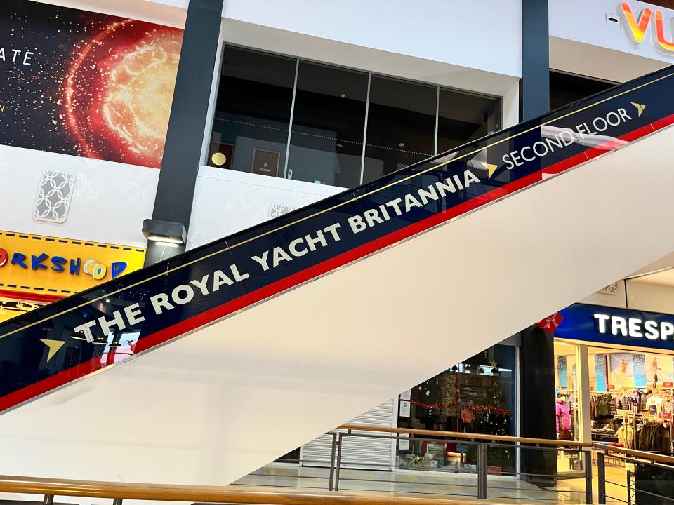 An escalator to the Royal Yacht Britannia.