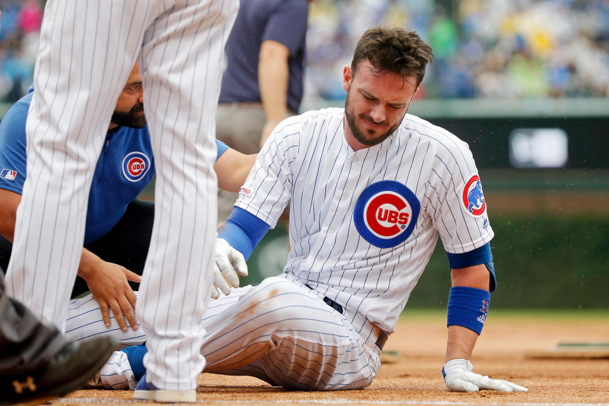 Kris Bryant's agent blamed MLB for not acting to make bags safer in wet conditions. (Reuters)