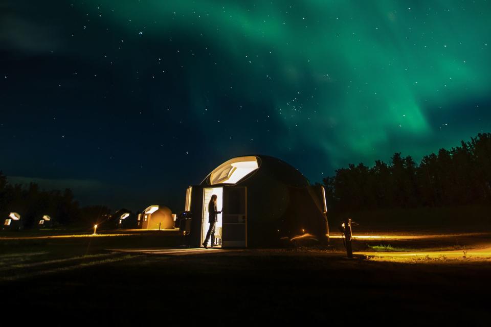 <p>Amber Bracken</p> Sky Watching Domes at Métis Crossing, an Indigenous-owned cultural center in Alberta, Canada.