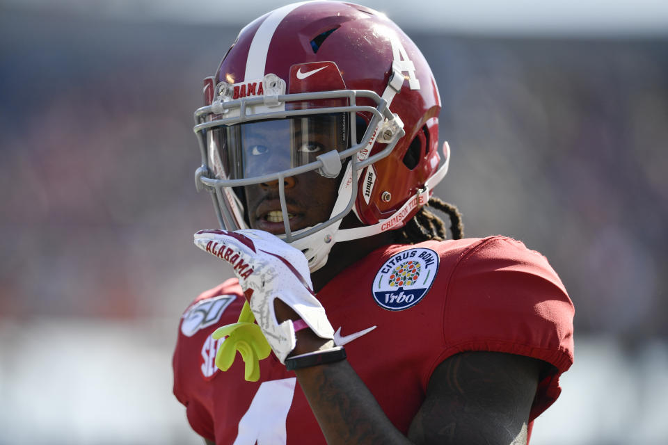 Alabama's Jerry Jeudy has some stiff competition for the top receiver in the 2020 draft class. (Photo by Roy K. Miller/Icon Sportswire via Getty Images)