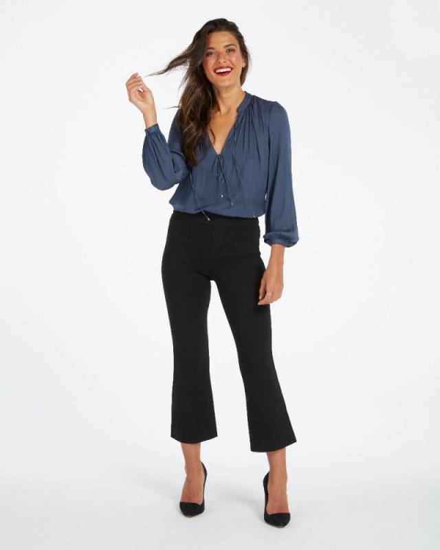 SPANX | Leather-Like Flare Pants in Black