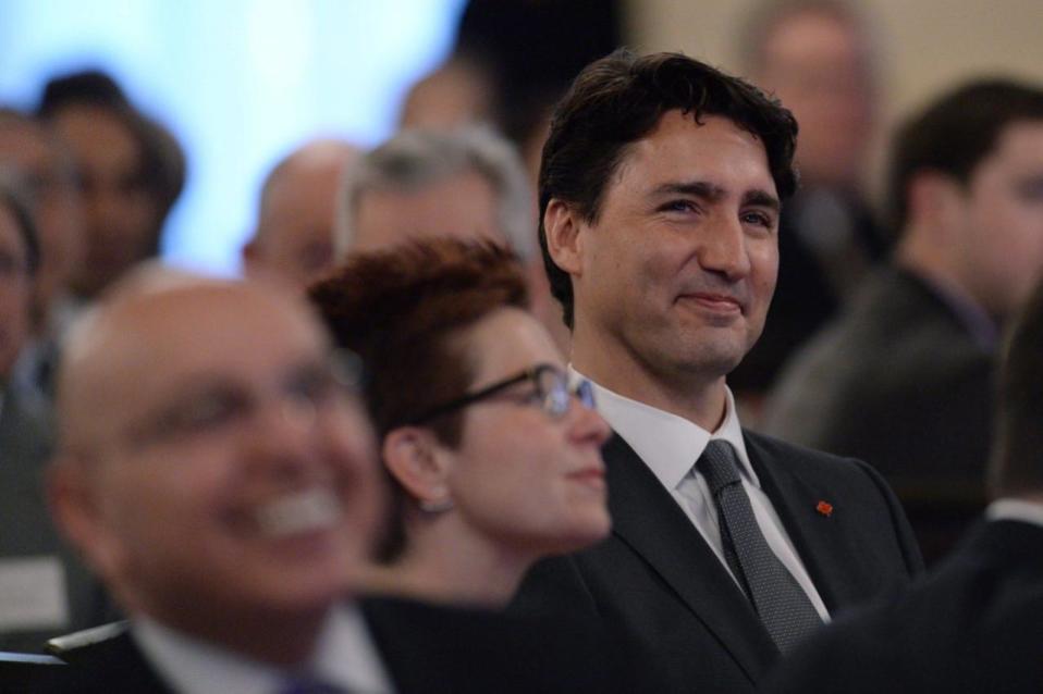 Prime Minister Justin Trudeau listens to opening remarks prior to delivering remarks and taking part in a question and answer session at the United States Chamber of Commerce in Washington, D.C., on Thursday, March 31, 2016. THE CANADIAN PRESS/Sean Kilpatrick