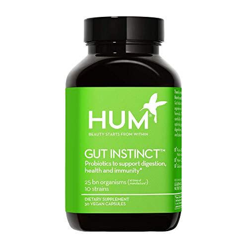 2) HUM Gut Instinct - 25 Billion CFU Skin Beauty & Gut Support Vegan Probiotics (30 Vegetarian Capsules)