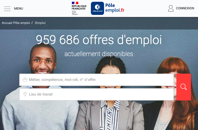 Le site de Pôle emploi affirme répertorier près de 960 000 offres d'emploi (Capture d'écran du site de Pôle emploi). 