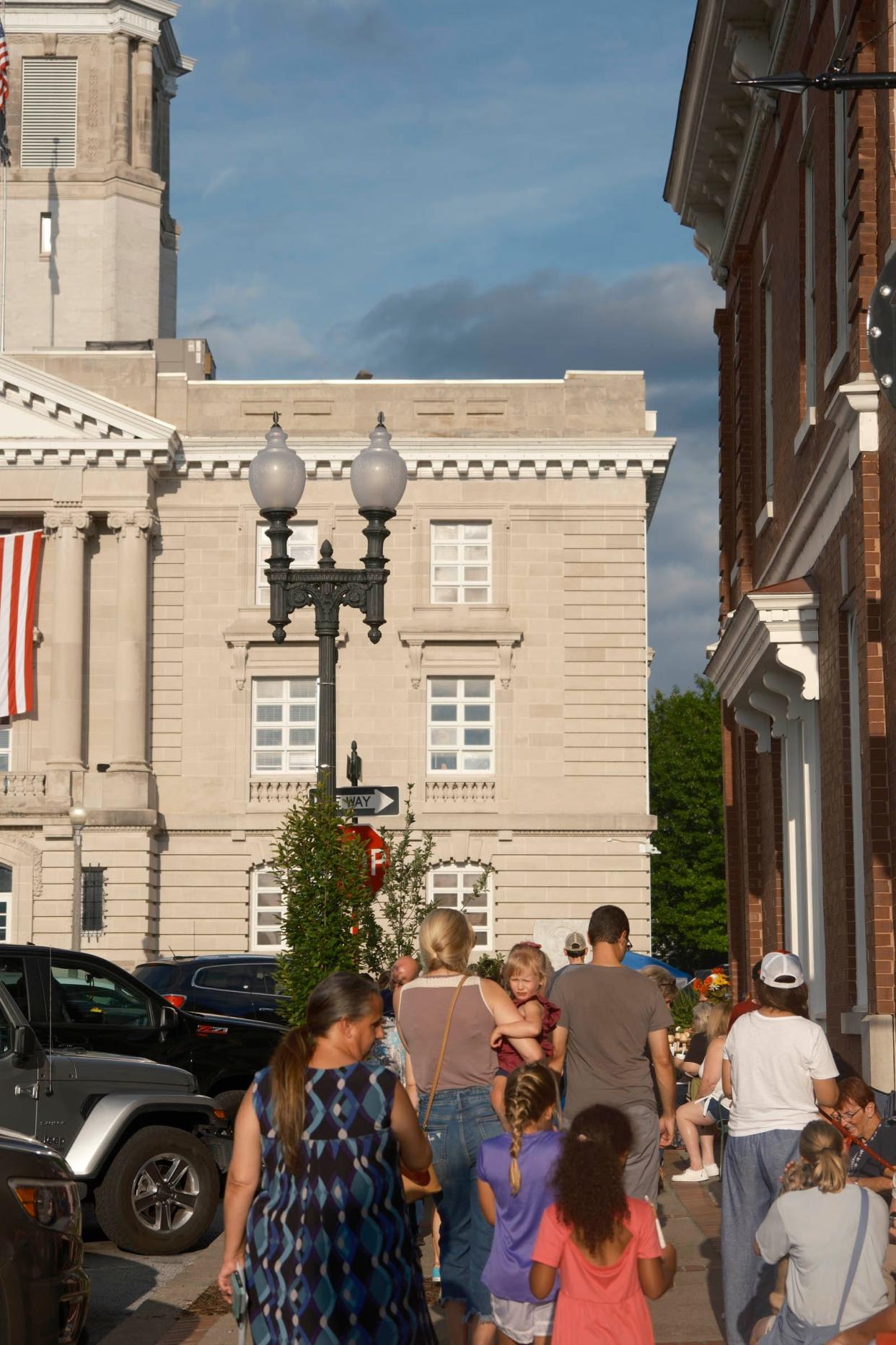 Families gather for First Fridays in downtown Columbia, Tenn. on Aug. 4, 2023.