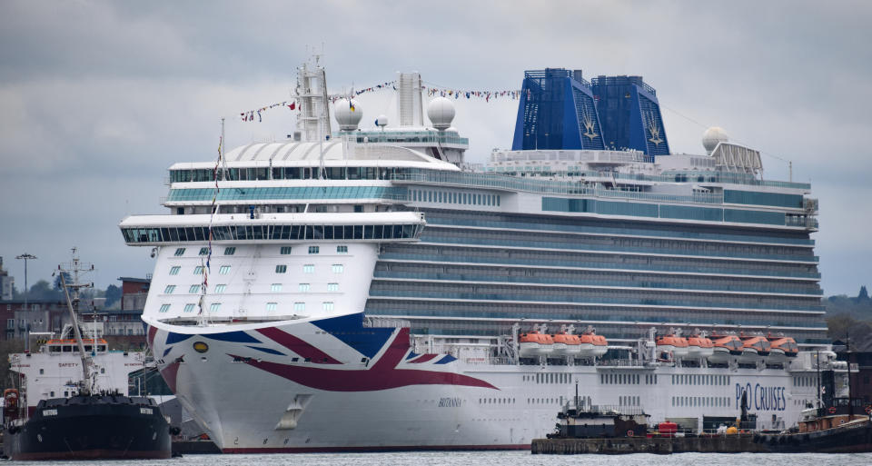 Southampton, United Kingdom - April 29 2018:   The P&O Luxury cruise liner Brittannia in dock in Southampton