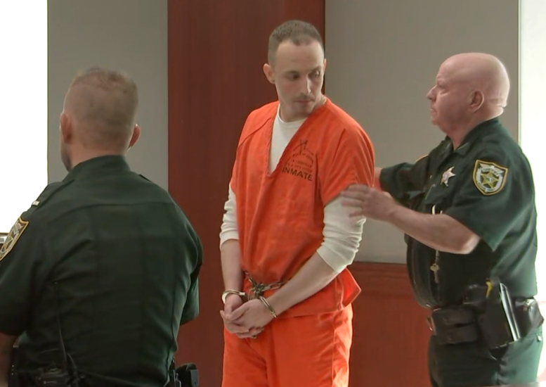 Patrick McDowell prepares to exit a courtroom after a hearing to discuss issues in his sentencing phase in the 2021 shooting death of Nassau County Deputy Joshua Moyers.