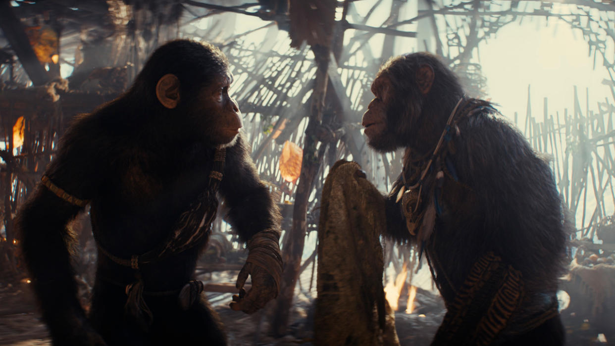  Noa (played by Owen Teague) and Koro (played by Neil Sandilands) in Kingdom Of The Planet Of The Apes. 