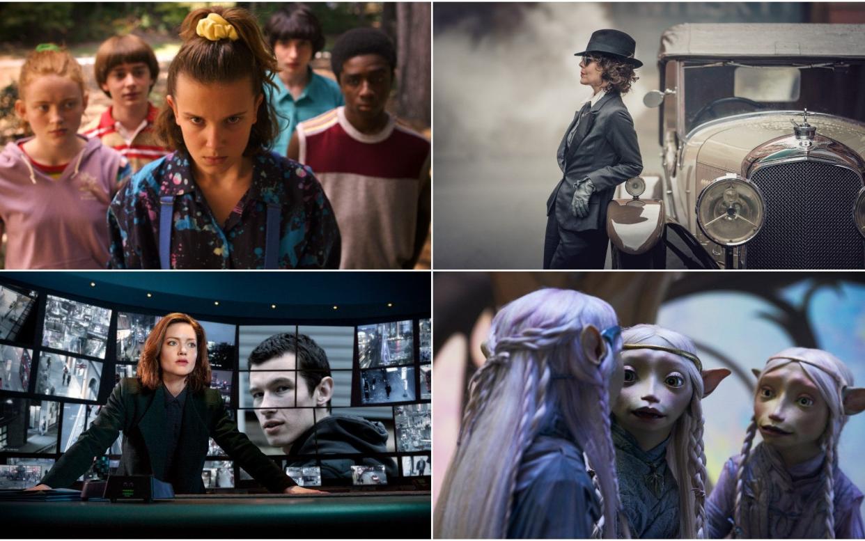 Clockwise from top left: Stranger Things, Peaky Blinders, The Dark Crystal, The Capture - BBC/Netflix