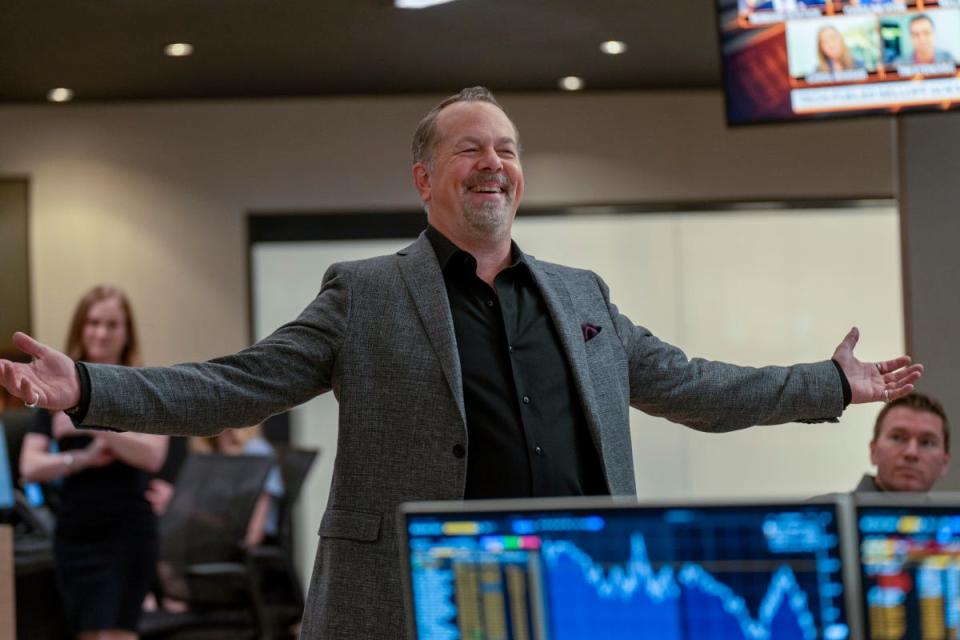 Mike "Wags" Wagner (David Costabile) celebrates surviving a heart attack in "Billions."