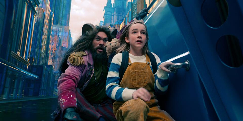 Flip (Jason Momoa) and Nemo (Marlow Barkley) go on an epic adventure in the Netflix fantasy "Slumberland."