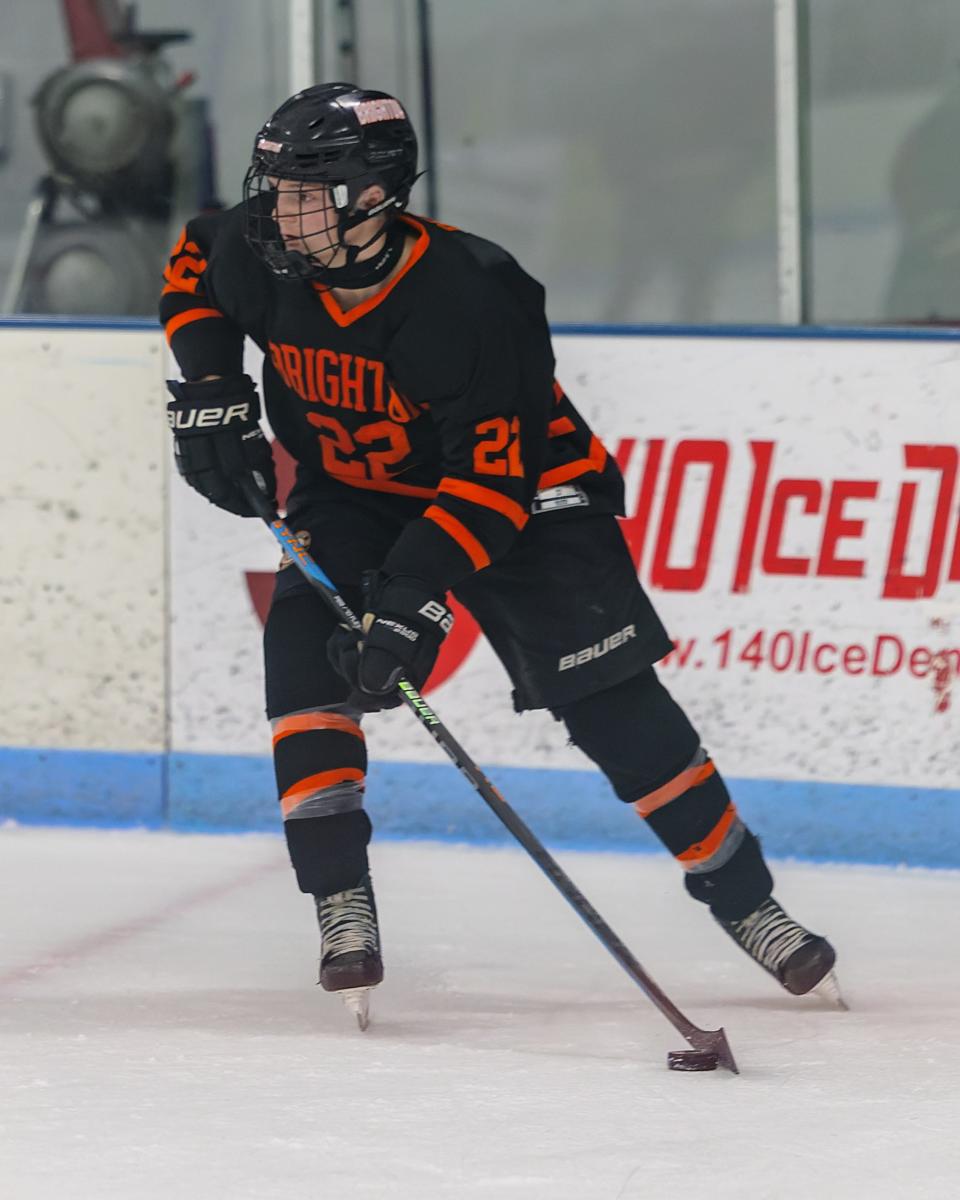 Brighton's Lane Petit had two goals and two assists in a 6-1 victory over Howell Saturday, Dec. 17, 2022 at 140 Ice Den.