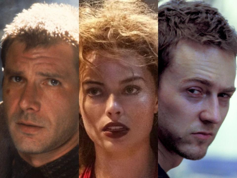 Harrison Ford in ‘Blade Runner’, Margot Robbie in ‘Babylon’ and Edward Norton in ‘Fight Club' (Warner Bros/Paramount/Fox)