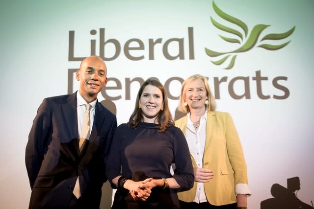 Jo Swinson with Chuka Umunna and Sarah Wollaston 