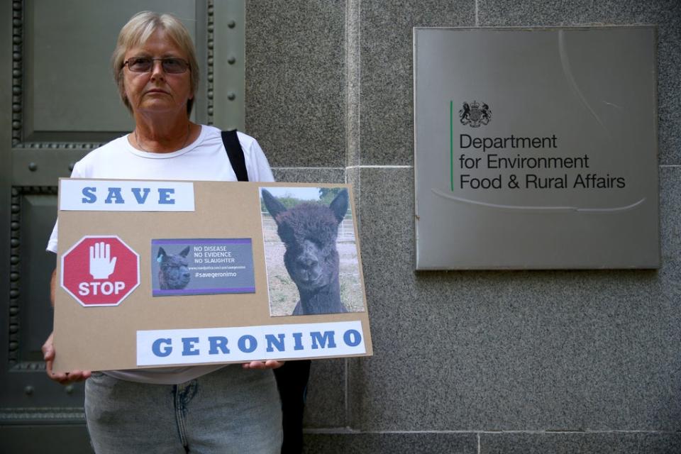 Demonstrators outside Defra headquarters in central London during a protest march (Hollie Adams/PA) (PA Wire)