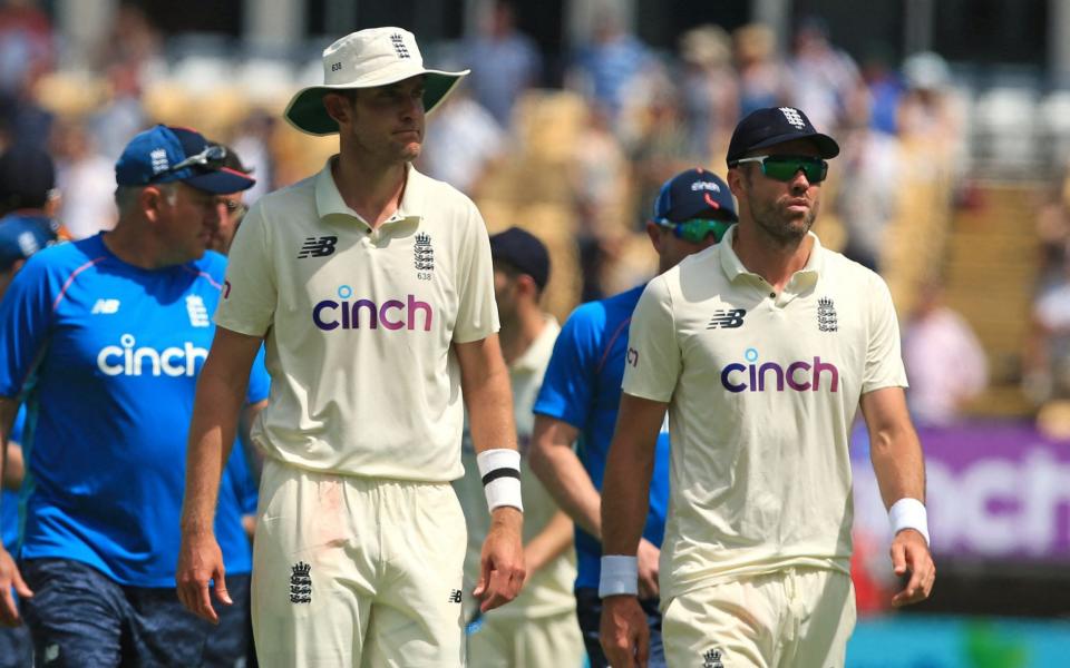 Chris Broad and James Anderson - AFP