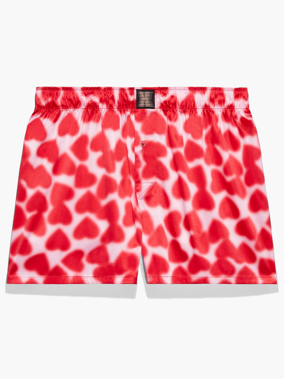 The collection features satin boxer shorts in a love-heart pattern. (Savage x Fenty)