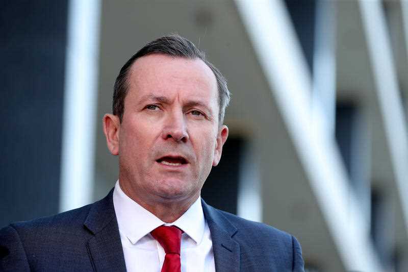 Western Australia Premier Mark McGowan speaks to the media during a press conference in Perth.