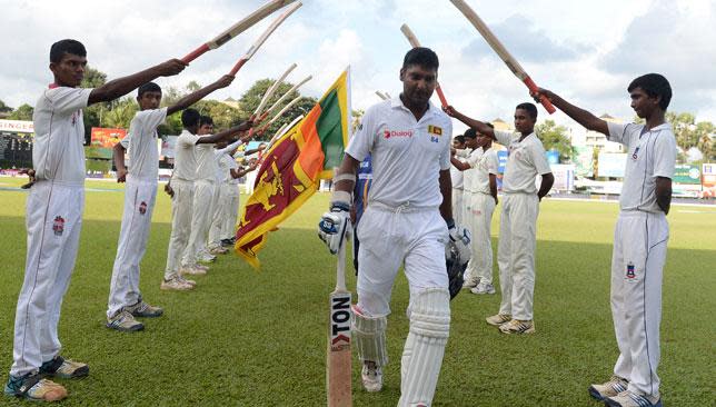 Sangakkara is granted a guard of honour.