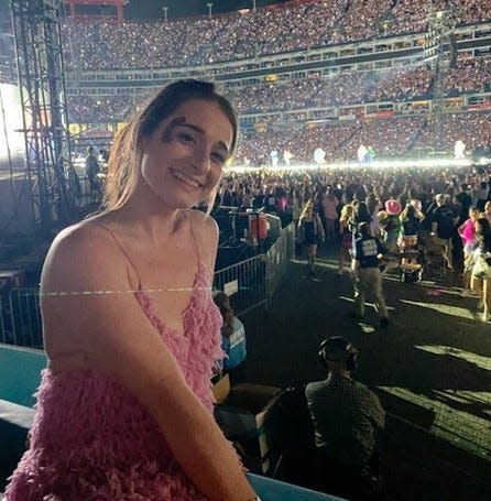 Brandy Baenen, the Green Bay Swiftie who went viral in 2020 for protecting a box of autographed Taylor Swift CDs left outside The Exclusive Co., caught Swift's Eras Tour in Nashville on May 6.