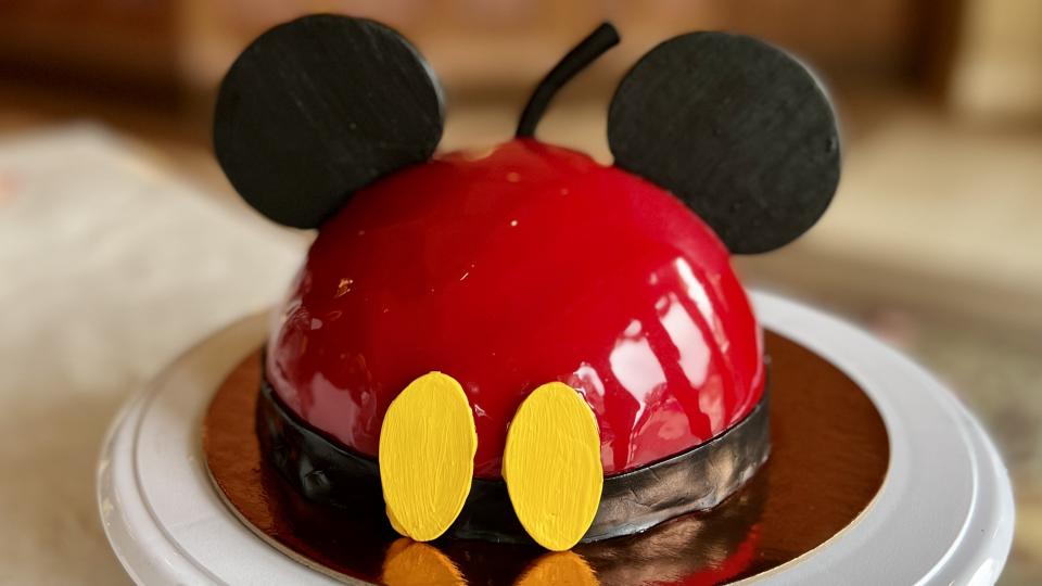 My Mickey Mouse cake, decorated in a class held at Amorette&#39;s Pastisserie. (Photo: Sarah Gilliland)