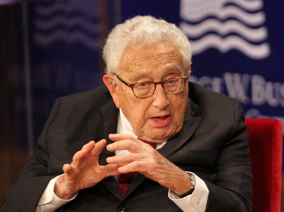 : Former Secretary of State Dr. Henry Kissinger, speaks at the George W. Bush Presidential Center's 2019 Forum on Leadership in Dallas (REUTERS)