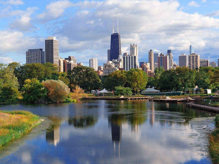 Chicago skyline Lincoln Park