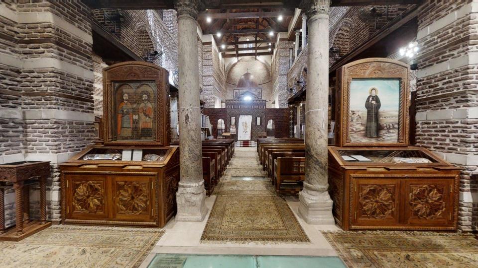 A screengrab shows the inside of the Church of Saint Sergius and Bacchus, or Abu Serga, in Cairo, Egypt, taken from a virtual 3D tour being promoted by the country's Ministry of Tourism and Antiquities.  / Credit: Egyptian Ministry of Tourism and Antiquities/Virtual Mid East  