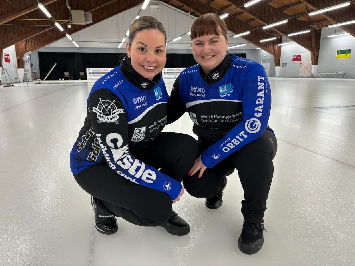 Cassandra de Groot, left, and Calissa Daly, right, are headed to the 2024 Scotties Tournament of Hearts as part of the Ottawa-based Danielle Inglis rink. (Tracy Fuller/CBC - image credit)
