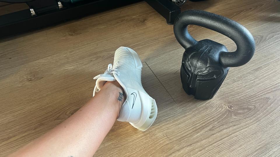 Writer Sam wearing Nike Metcon 9 series shoe
