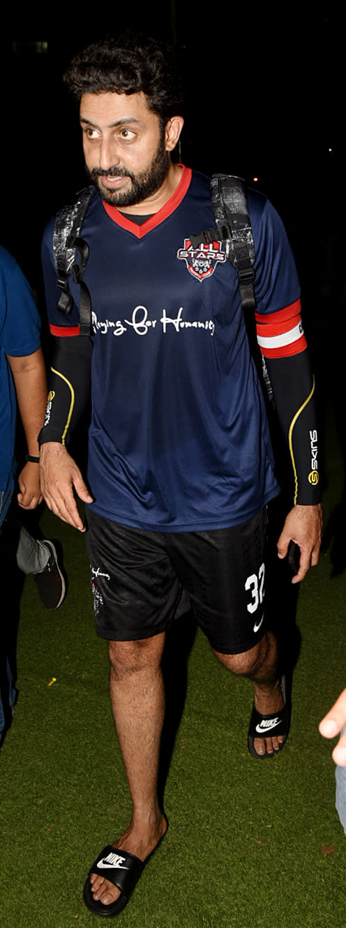 Abhishek Bachchan is all set in his team jersey.